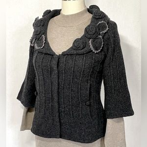 Y2K Anthro-brand Floral-Knit Sweater, M